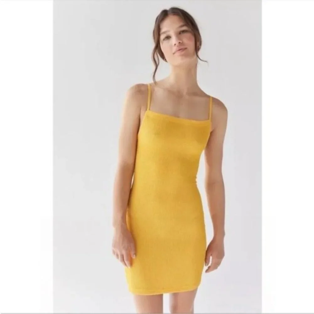 Urban Outfitters | Tyra Strappy Back Mini Dress Orange Textured Rib Knit Medium - Picture 12 of 16